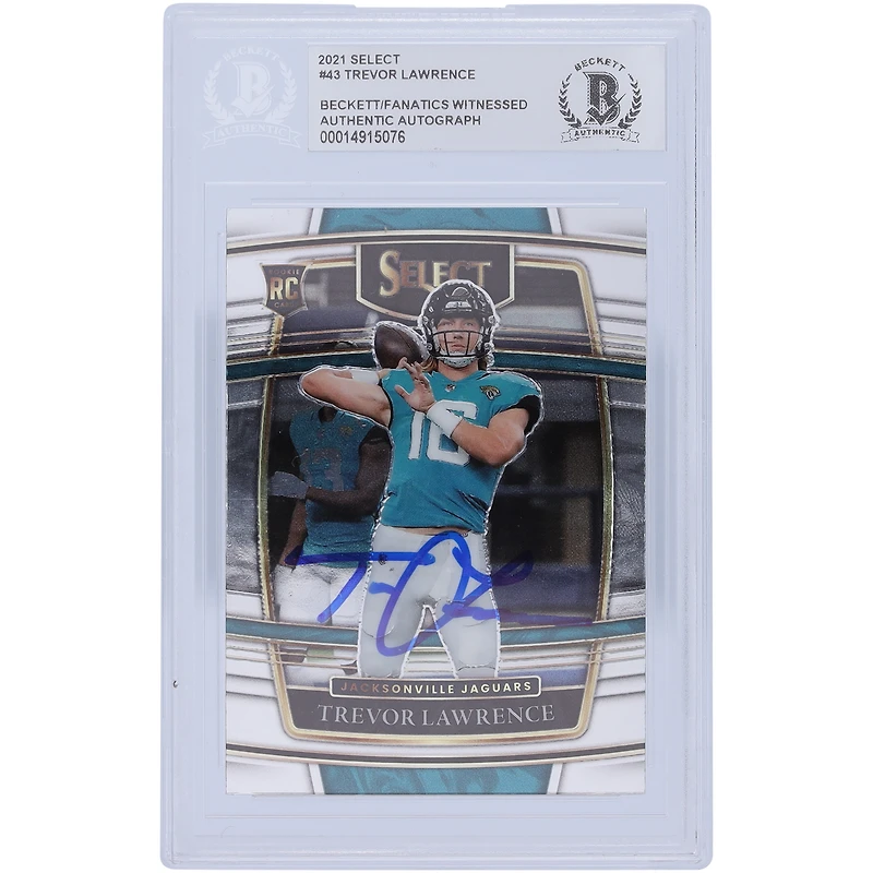 Carte de recrue authentifiée autographiée par Trevor Lawrence Jacksonville Jaguars 2021 Panini Select Concourse #43 Beckett Fanatics