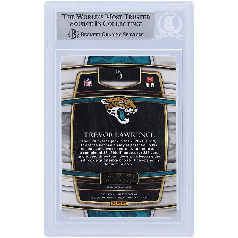 Trevor Lawrence Jacksonville Jaguars Autographed 2021 Panini Select Concourse #43 Beckett Fanatics Witnessed Authenticated Rookie Card