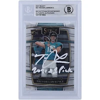 Carte de recrue authentifiée 2021 Panini Select Concourse autographiée par Trevor Lawrence Jacksonville Jaguars avec l'inscription « 2021 #1 Pick » à l'encre blanche #43 Beckett Fanatics