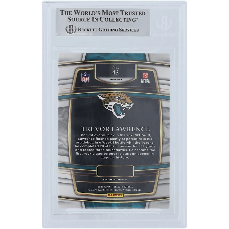 Trevor Lawrence Jacksonville Jaguars Autographed 2021 Panini Select Silver Prizm #43 Beckett Fanatics Witnessed Authenticated Rookie Card