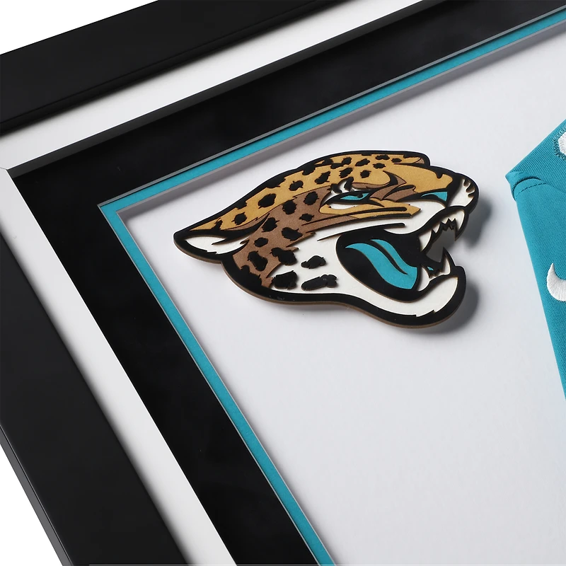 Maillot Nike Teal Deluxe encadré autographié par Trevor Lawrence des Jaguars de Jacksonville