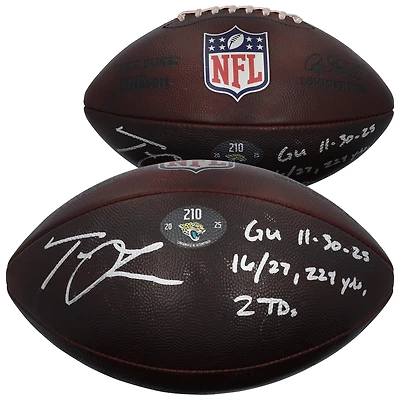 Trevor Lawrence Jacksonville Jaguars Autographed Game-Used Football vs. Tennessee Titans on November 30, 2025 with Multiple Inscriptions - #210