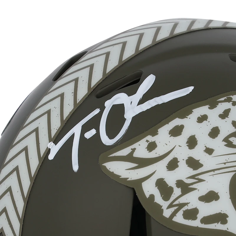 Casque Riddell 2022 Salute To Service Speed ​​Mini autographié par Trevor Lawrence Jacksonville Jaguars - Signé en blanc