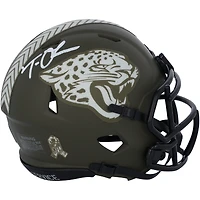 Casque Riddell 2022 Salute To Service Speed ​​Mini autographié par Trevor Lawrence Jacksonville Jaguars - Signé en blanc