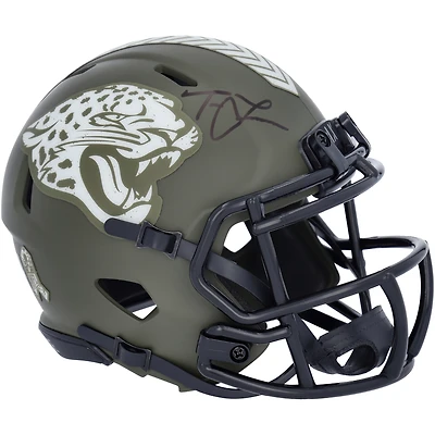 Casque Riddell 2022 Salute To Service Speed ​​Mini autographié par Trevor Lawrence Jacksonville Jaguars