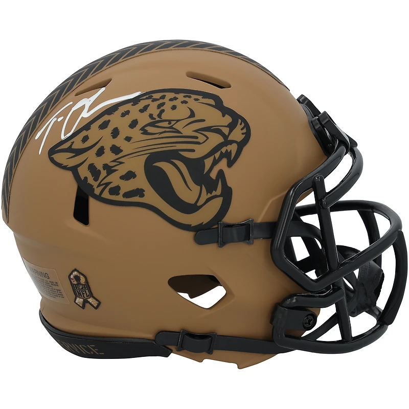 Casque Riddell Speed ​​Mini 2023 Salute To Service, autographié par Trevor Lawrence des Jaguars de Jacksonville