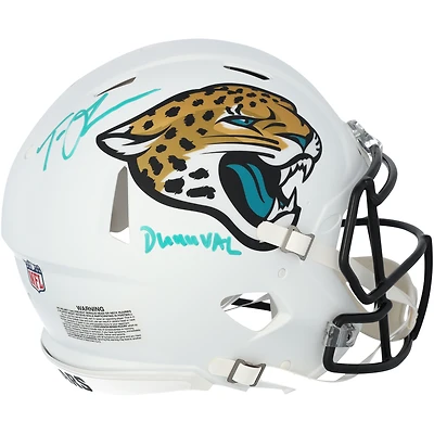 Casque authentique Riddell 2024 Alternate Speed autographié par Trevor Lawrence des Jaguars de Jacksonville avec inscription « Duuuval »