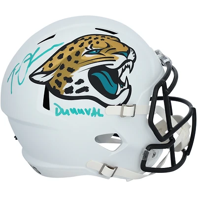 Casque Riddell 2024 Alternate Speed ​​autographié par Trevor Lawrence des Jaguars de Jacksonville avec inscription « Duuuval »