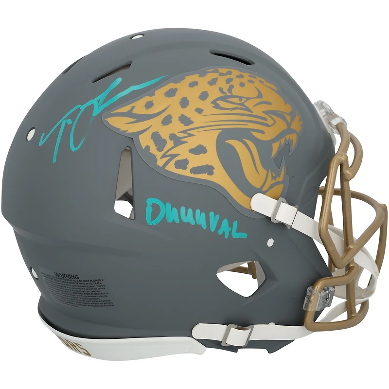 Casque Riddell authentique Slate Speed 2024 autographié par Trevor Lawrence des Jaguars de Jacksonville avec inscription « Duuuval »