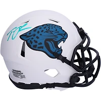 Casque Riddell Lunar Eclipse Speed ​​Mini autographié par Trevor Lawrence Jacksonville Jaguars - Signé à l'encre turquoise
