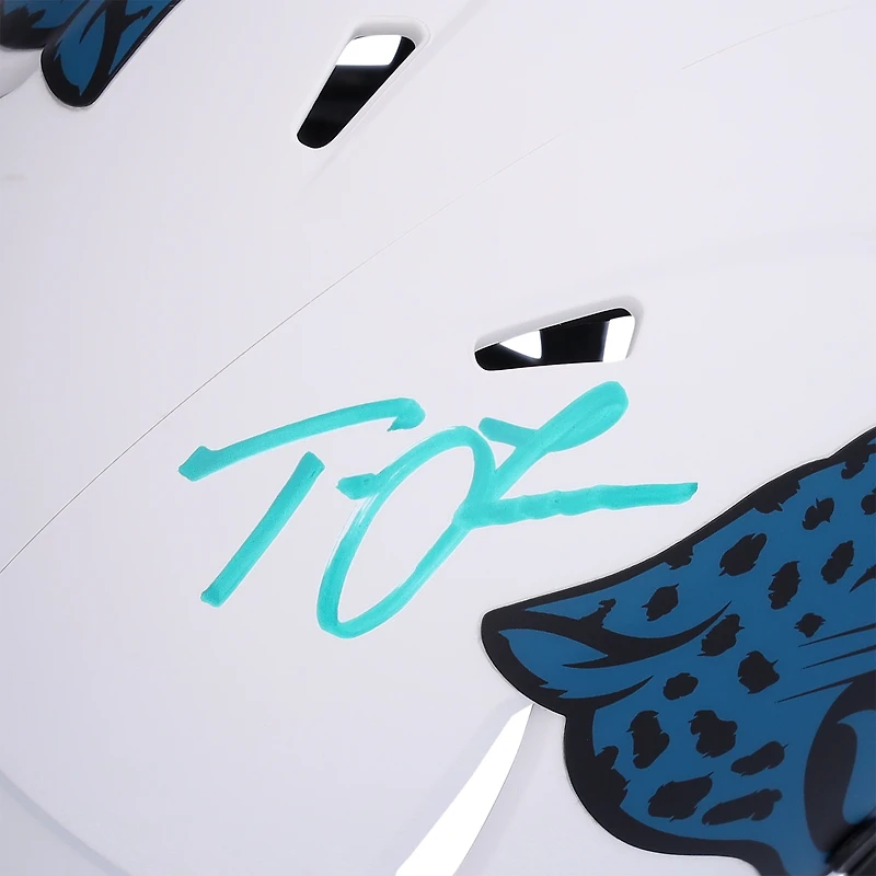 Casque Riddell Lunar Eclipse Speed ​​Mini autographié par Trevor Lawrence Jacksonville Jaguars - Signé à l'encre turquoise