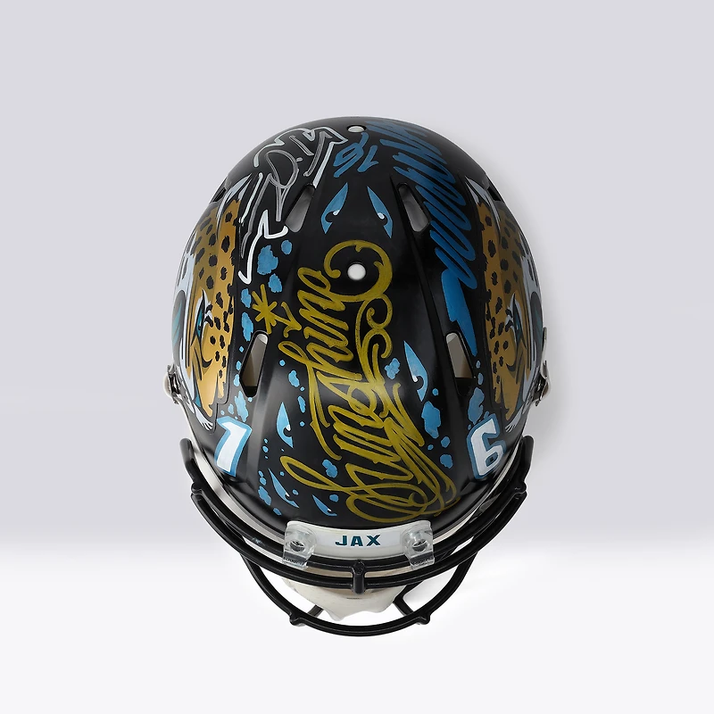 Casque Riddell Speed ​​Authentic autographié par Trevor Lawrence (Jaguars de Jacksonville) - Illustration par JK5 - Édition limitée n° 1/1