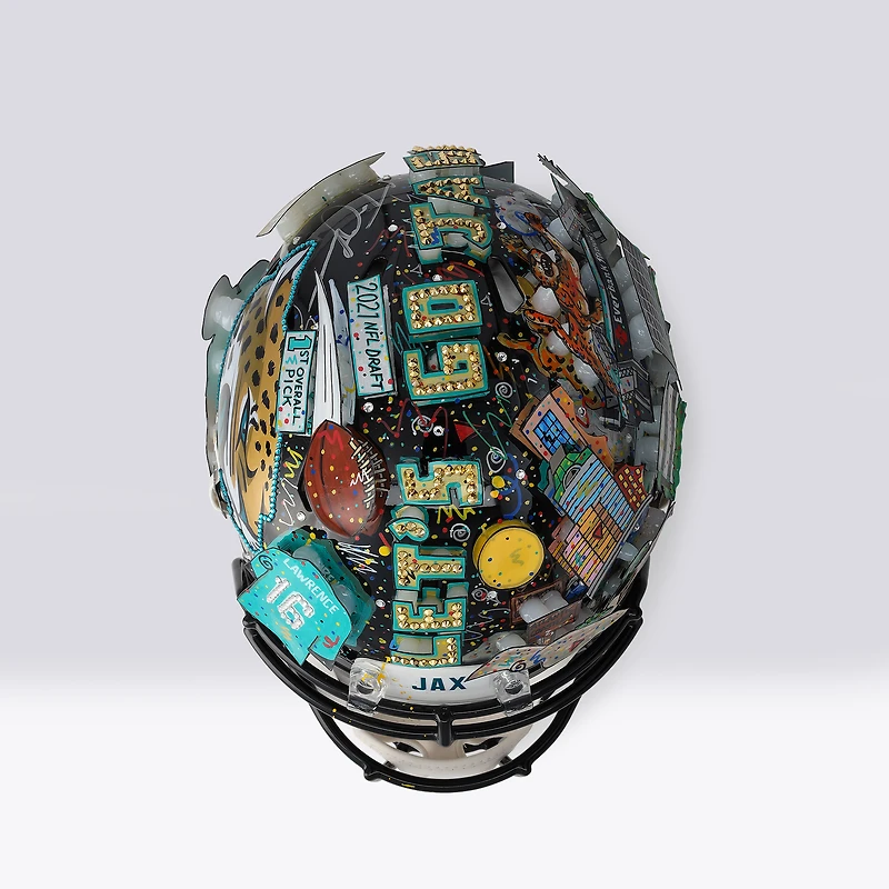 Trevor Lawrence Jacksonville Jaguars Autographed Riddell Speed Authentic Helmet with "Duuuval" Inscription - Art by Charles Fazzino - NF70444311