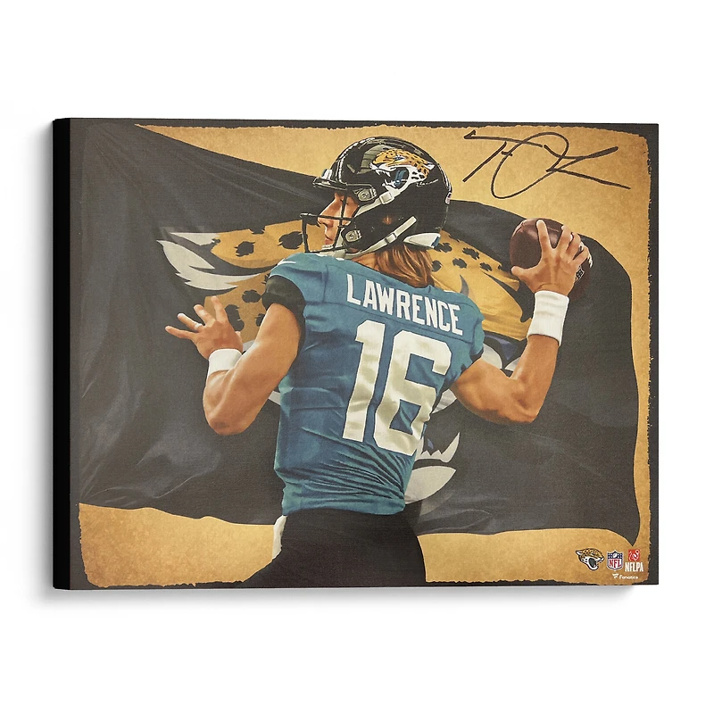 Impression giclée sur toile autographiée de 20" x 24" de Trevor Lawrence Jacksonville Jaguars - Art par Brian Konnick