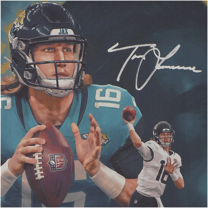 Impression giclée autographiée de 20" x 24" de Trevor Lawrence Jacksonville Jaguars - Créée et signée par l'artiste Brian Konnick - Édition limitée à 50 exemplaires