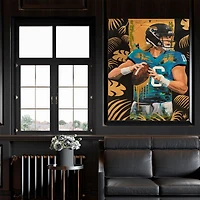 Impression giclée sur toile étirée autographiée de 30" x 40" de Trevor Lawrence Jacksonville Jaguars - Art par Cortney Wall - Gold & Jungle
