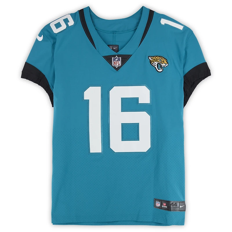 Maillot Nike Elite bleu sarcelle autographié par Trevor Lawrence des Jaguars de Jacksonville avec inscription « Duuuval »