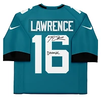 Maillot Nike Elite bleu sarcelle autographié par Trevor Lawrence des Jaguars de Jacksonville avec inscription « Duuuval »