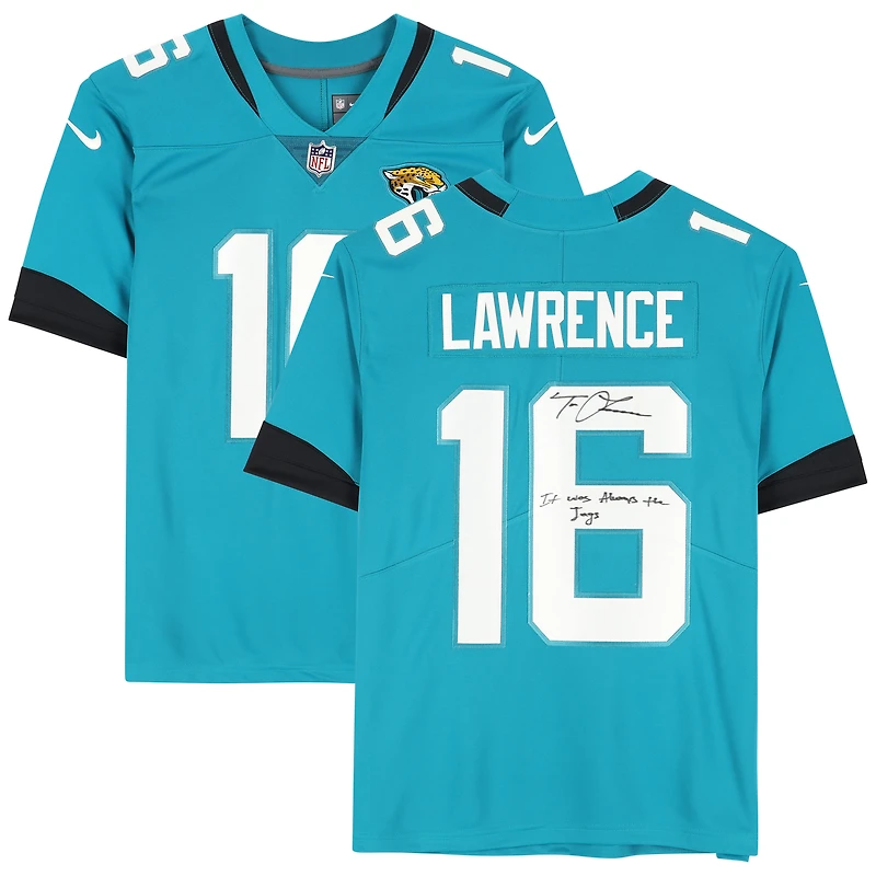 Trevor Lawrence Jacksonville Jaguars Autographed Teal Nike Limited Jersey with "It Was Always the Jags" Inscription