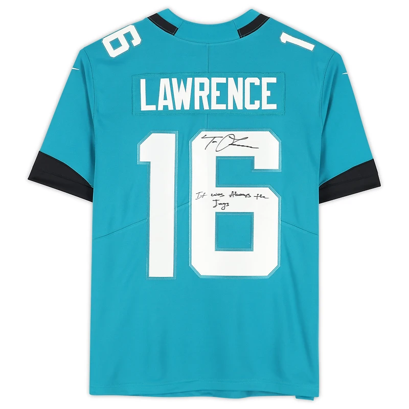 Trevor Lawrence Jacksonville Jaguars Autographed Teal Nike Limited Jersey with "It Was Always the Jags" Inscription