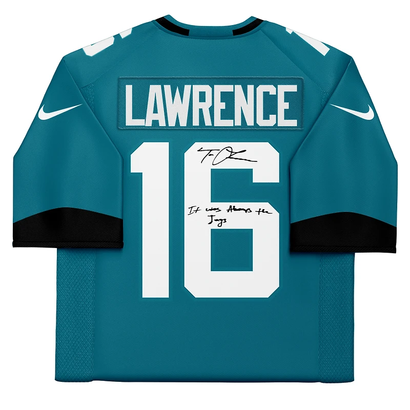 Trevor Lawrence Jacksonville Jaguars Autographed Teal Nike Limited Jersey with "It Was Always the Jags" Inscription