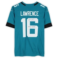 Maillot Nike Vapor F.U.S.E. Limited turquoise autographié par Trevor Lawrence des Jaguars de Jacksonville, avec l'inscription « Always DUUUVAL ! »