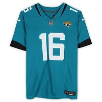 Maillot Nike Vapor F.U.S.E. Limited turquoise autographié par Trevor Lawrence des Jaguars de Jacksonville, avec l'inscription « Always DUUUVAL ! »