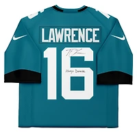 Maillot Nike Vapor F.U.S.E. Limited turquoise autographié par Trevor Lawrence des Jaguars de Jacksonville, avec l'inscription « Always DUUUVAL ! »