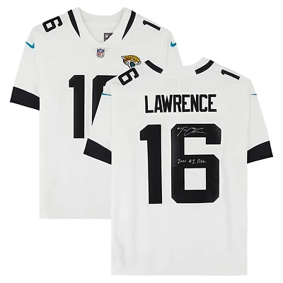 Maillot Nike blanc dédicacé par Trevor Lawrence Jacksonville Jaguars avec l'inscription « 2021 #1 Pick »