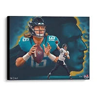 Trevor Lawrence Jacksonville Jaguars Giclée étirée 20" x 24" - Créée et signée par l'artiste Brian Konnick - Édition limitée à 25 exemplaires