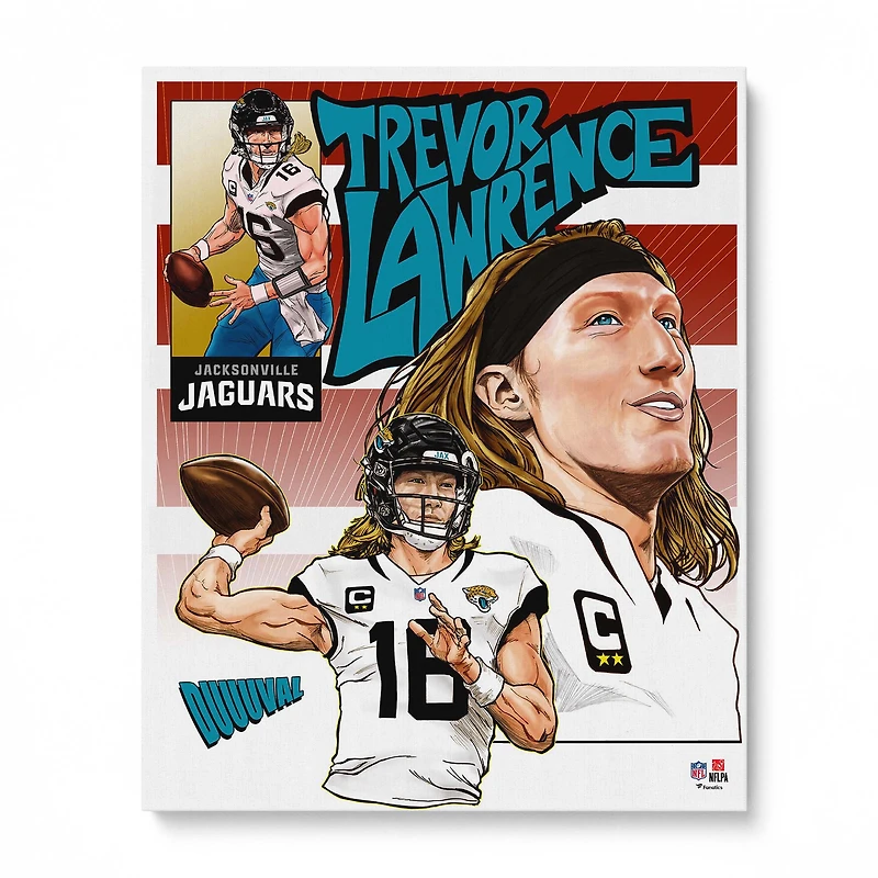 Impression photo non signée de Trevor Lawrence Jacksonville Jaguars 16" x 20" - Art par Brian Kong