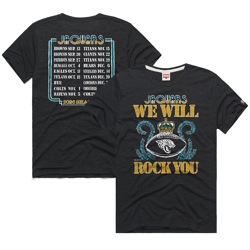 T-shirt unisexe Hommage Charcoal Jacksonville Jaguars 2026 NFL Calendar Queen Tri-Blend