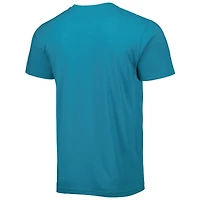 T-shirt unisexe en mélange de trois matières, hommage à Fred Taylor, joueur retraité des Jaguars Jacksonville, couleur turquoise.