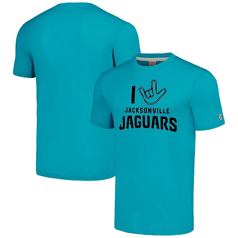 Hommage unisexe Sarcelle Jacksonville Jaguars La collection NFL ASL par Love Sign T-shirt triple mélange
