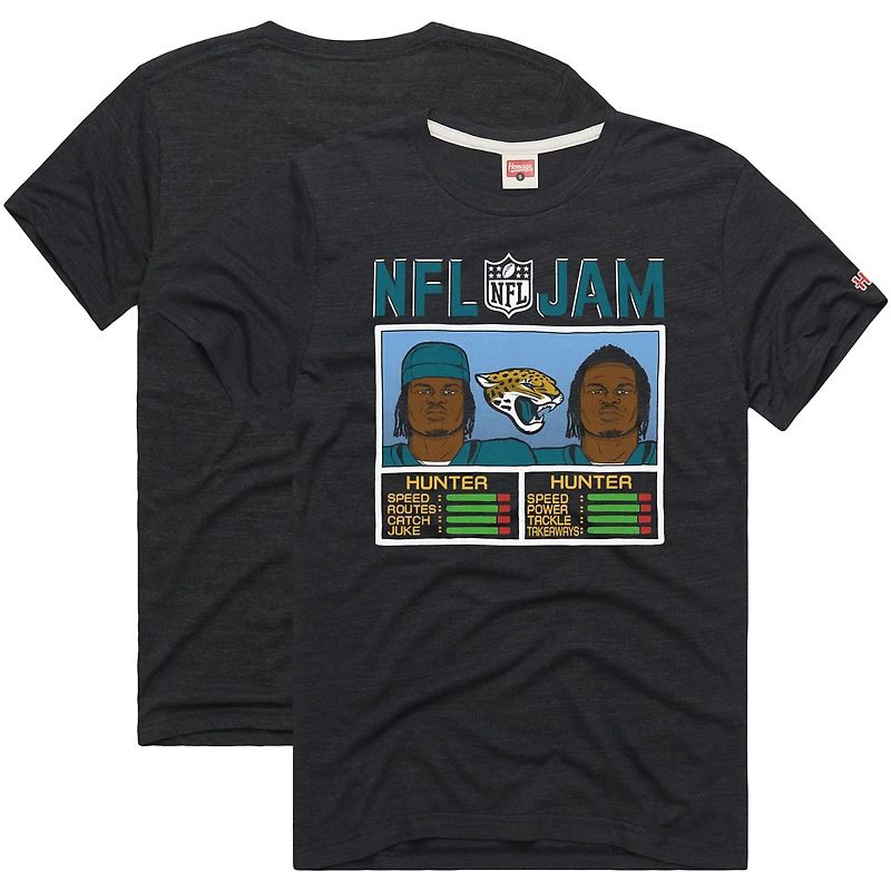 T-shirt unisexe hommage Travis Hunter noir Jacksonville Jaguars NFL Jam Tri-Blend