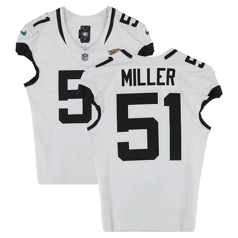 Ventrell Miller Jacksonville Jaguars Game-Used #51 White Nike Jersey vs. Indianapolis Colts on December 28, 2025