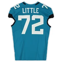 Maillot Nike turquoise n° 72 porté par Walker Little (Jaguars de Jacksonville) lors du match contre les Chargers de Los Angeles le 16 novembre 2025