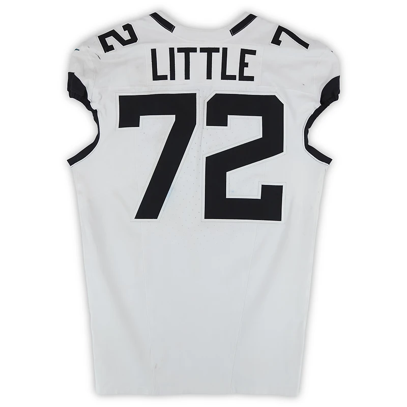 Maillot blanc Nike n° 72 porté par Walker Little (Jaguars de Jacksonville) lors du match contre les Colts d'Indianapolis le 28 décembre 2025