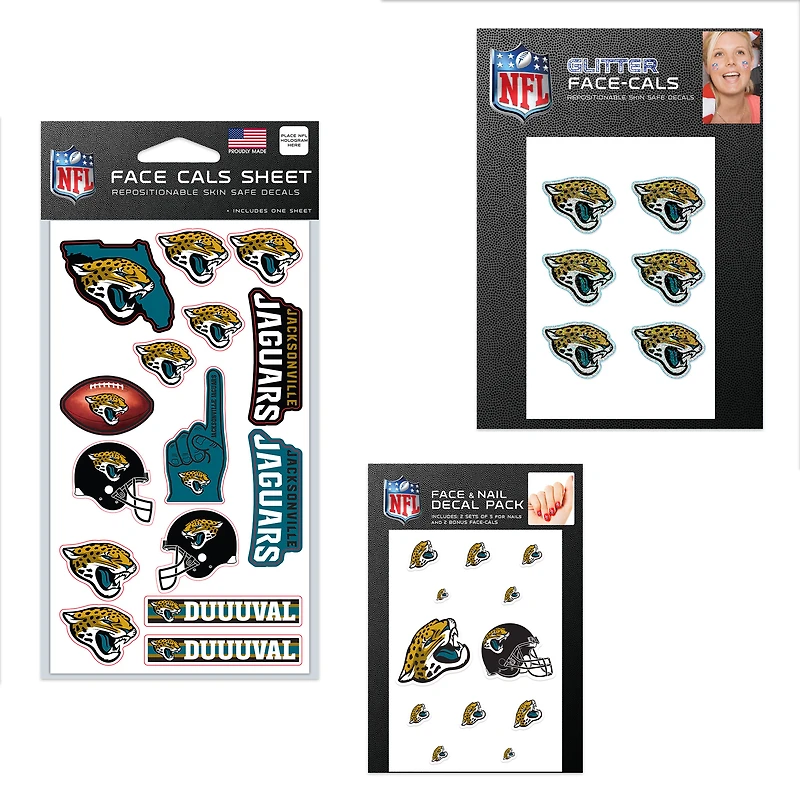Ensemble de tatouages ​​sans eau WinCraft Jacksonville Jaguars 4" x 7"