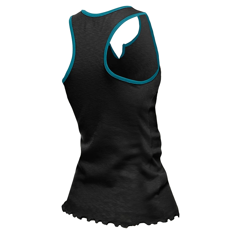 Débardeur tri-mélange à ourlet ondulé et col cranté pour femme New Era, noir, des Jaguars de Jacksonville
