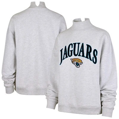 Women's '47 Heather Gray Jacksonville Jaguars Vantage Mock Neck Pullover Sweatshirt