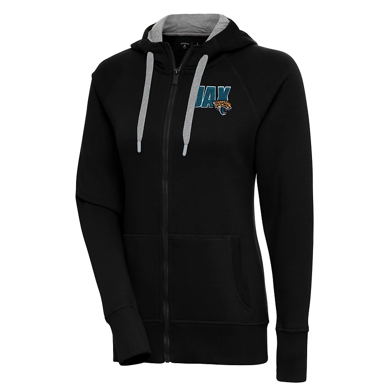 Women's Antigua  Black Jacksonville Jaguars Victory Full-Zip Hoodie
