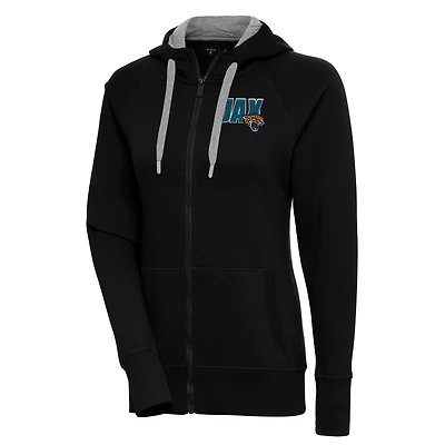 Women's Antigua  Black Jacksonville Jaguars Victory Full-Zip Hoodie