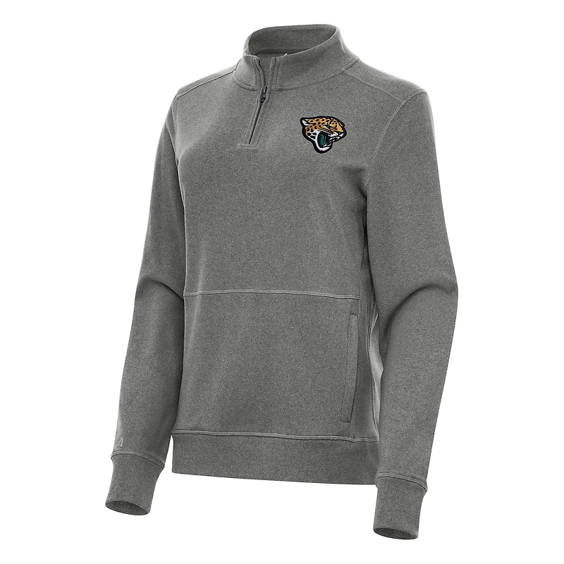 Veste zippée quart de tour Antigua Heather Black Jacksonville Jaguars Crush pour femme