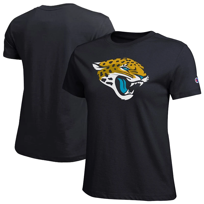 T-shirt noir Champion pour femmes avec logo des Jaguars de Jacksonville