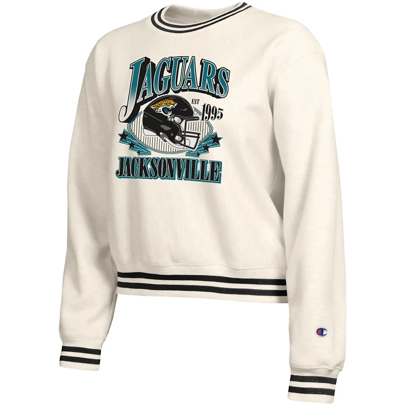 Sweat-shirt en polaire à tissage inversé crème Champion pour femme, modèle Jacksonville Jaguars.