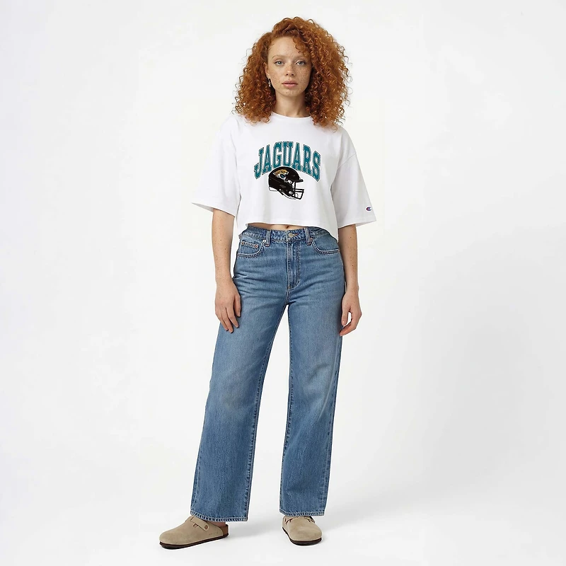 Women's Champion White Jacksonville Jaguars Boyfriend Cropped T-Shirt