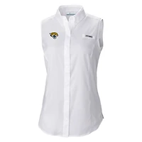 Women's Columbia  White Jacksonville Jaguars PFG Tamiami Omni-Shade Sleeveless Button-Up Shirt