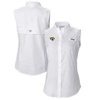 Women's Columbia  White Jacksonville Jaguars PFG Tamiami Omni-Shade Sleeveless Button-Up Shirt