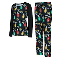 Ensemble haut à manches longues et pantalon en tricot Garland Raglan noir Jacksonville Jaguars Concepts Sport pour femme
